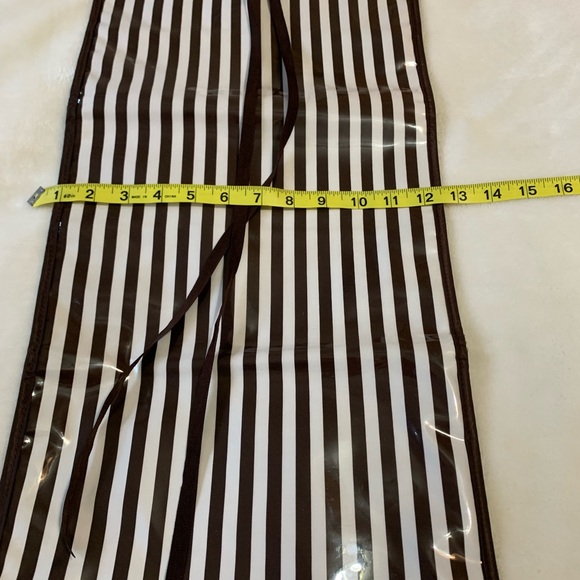 HENRI BENDEL brown white striped hanging 4 pockets travel toiletries bag VVGUC+ - Picture 9 of 11